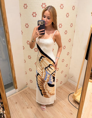 Vestido mídi asa de borboleta